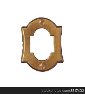 vintage brass number plate over white, clipping path, space for your text