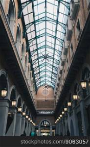 vintage building  hall with mirror roof