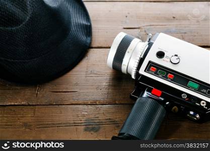 Vintage Camera with film director hat
