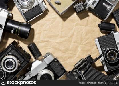 vintage cameras composition