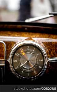Vintage car brown marble dashboard with retro gauges. Vintage car brown marble dashboard with retro gauges.