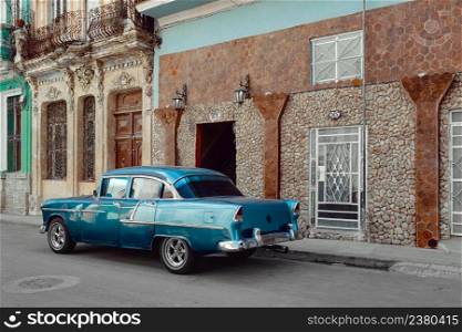 Vintage car parked on the street of Havana, Cuba
