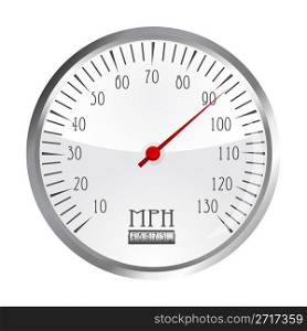 vintage car speedometer, isolated object over white background