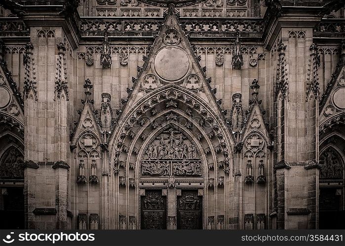 Vintage cathedral facade details
