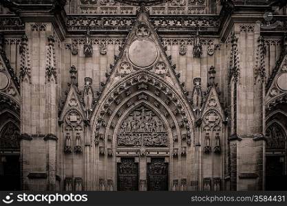 Vintage cathedral facade details