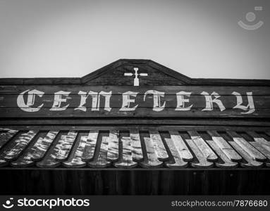 Vintage cemetery entrance made of wood