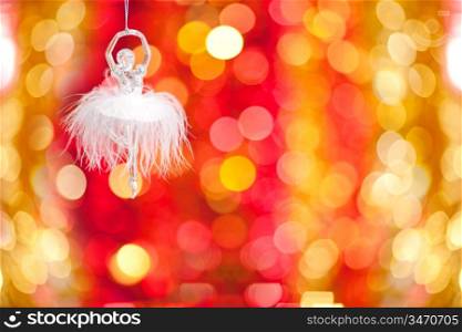Vintage Christmas tree decoration against lights background