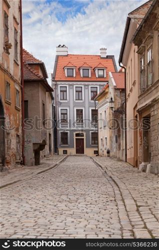 Vintage city street with paving stone in the Bratislava, Slovakia&#xA;