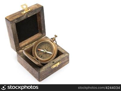 Vintage compass isolated on white background
