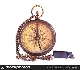 vintage compass on white background