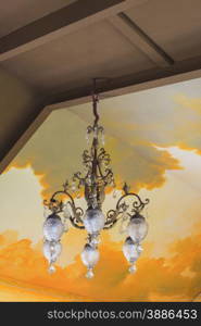 Vintage Crystal chandelier on ceiling
