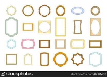 Vintage cute retro frames set. Vintage cute retro frames or old photo borders isolated on white background vector set