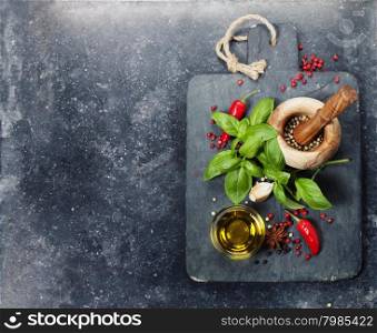 vintage cutting board and fresh ingredients - Cooking, Healthy Eating or Vegetarian concept