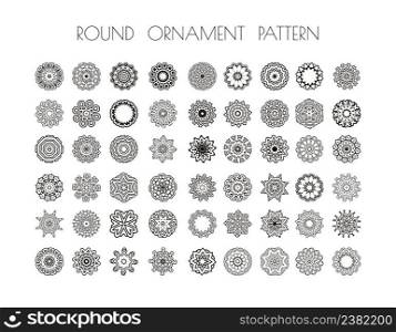  Vintage decorative elements.Circular pattern of traditional motifs and ancient oriental ornaments. Hand drawn background.. Mandala  round ornament