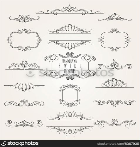 Vintage decorative swirl borders frames and dividers collection. Hand drawn vector design elements.