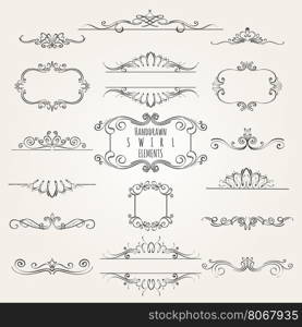 Vintage decorative swirl borders frames and dividers collection. Hand drawn vector design elements.