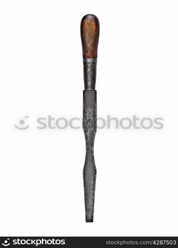 vintage english style carpenter screwdriver over white, clipping path