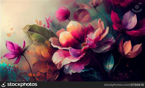 VIntage floral background, tender spring illustration with flowers. VIntage floral background
