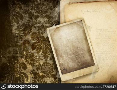 Vintage floral background with old papers