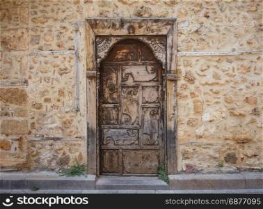 Vintage front door in the old Antalya in Turkey.