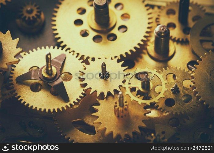 Vintage gears and cogs macro closeup vintage color stylized