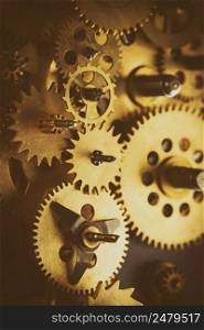 Vintage gears and cogs macro retro color stylized