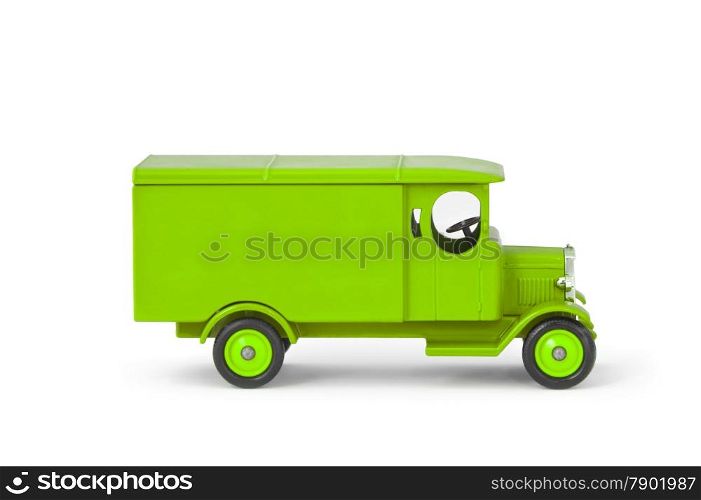 vintage green eco truck concept isolated on white with copyspace on vehicle