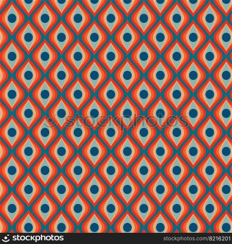 Vintage groovy pattern in the style of the 70s and 60s. Vector illustration. Vintage retro geometric pattern in the style of the 70s and 60s.