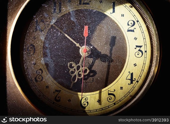 Vintage grunge clock face with vintage roman numerals