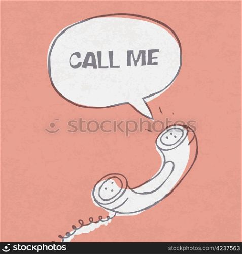 Vintage handset with speech_bubble_and sample text. Vector illustration, EPS8