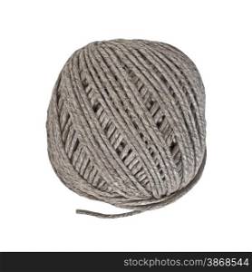 vintage hemp cord ball isolated over white, clipping path