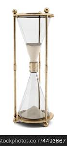 vintage hourglass isolated on white background. 3d illustration