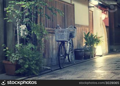 vintage image of bicycle with nature light