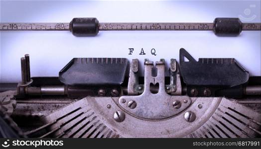 Vintage inscription made by old typewriter, FAQ