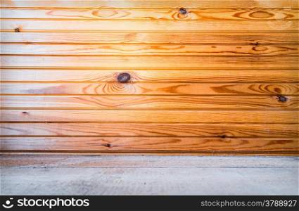 Vintage interior from wall of wooden plank and wood floor