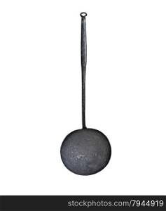 vintage iron ladle over white, clipping path