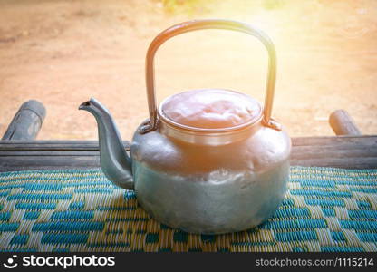 Vintage kettle stainless steel of kettle boil water for hot water tea and coffee - Ancient old retro boiler pot