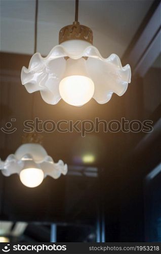 vintage lamp decorative in home, lamp in modern style, warm tone light, lamps in coffee shop