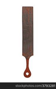 vintage leather on wood honing strop, clipping path