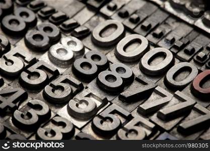 vintage letterpress alphabet and number background