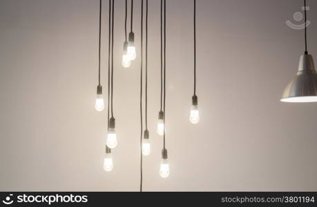 Vintage light hanging decorated shop, stock photo