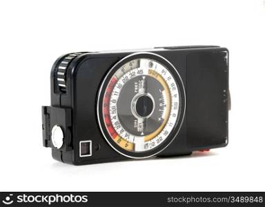 Vintage light meter isolated on white