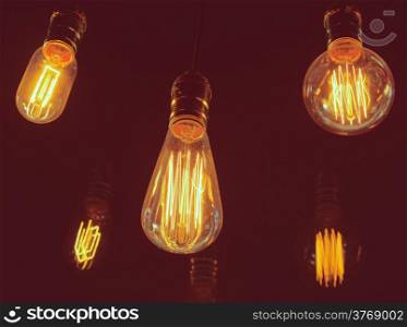 Vintage lighting decor with retro filter effect