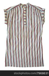 Vintage linen striped dress on white background