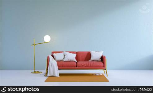 vintage living blue room .3d render