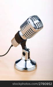 Vintage microphone against the background