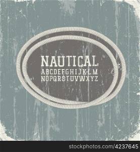 Vintage nautical card with retro alphabet. Vector, EPS8