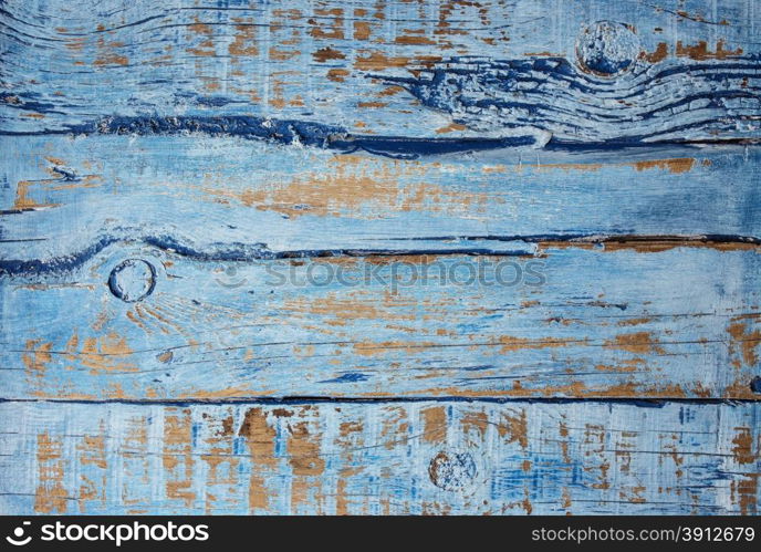 Vintage old grunge blue background. Wooden planks.