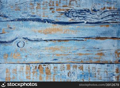 Vintage old grunge blue background. Wooden planks.