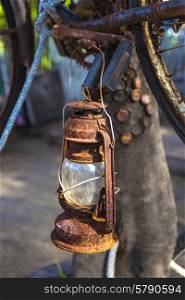 Vintage Old Kerosene Lamp outdoors&#xA;